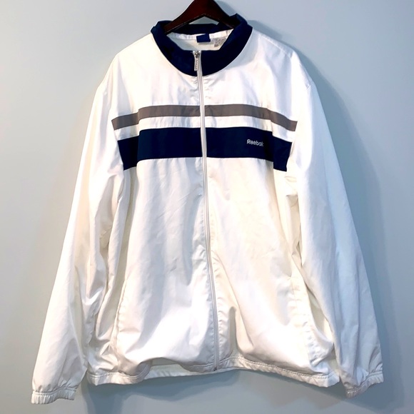Reebok Jackets \u0026 Coats | Reebok Classic Mens Windbreaker Track Jacket Size 2XL White Blue | Color: Blue/White | Size: XXL | Pm-15192336's Closet